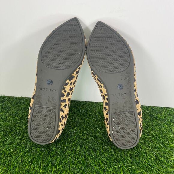 Rothy's The Point Leopard Cheetah Animal Print Ballet Flat Shoes Size 7 - Picture 7 of 8